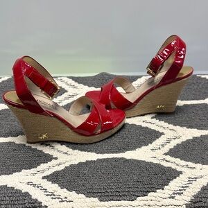 Michael Kors Red Patent Wedge Sandals